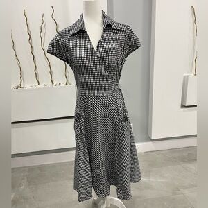 Elegant Black and White Checkered Midi Dress